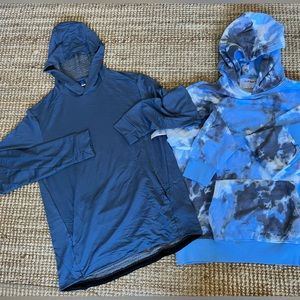 Old Navy Men’s Blue Athletic Hoodie & Blue Tie-dye Hoodie Bundle Pullovers